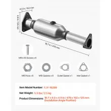 VEVOR Catalytic Converter, Compatible with Honda Accord 2.4L 2003 2004 2005 2006 2007, 2.4L L4 Engine, Rear, Replacement OE 16299, Stainless Steel Material, for Quick Exhaust Gas Purification