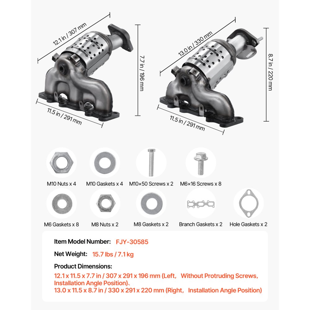 Convertidor catalítico VEVOR (paquete de 2), compatible con Ford Police Interceptor Sedan Explorer FLEX Police Interceptor Utility Taurus/Lincoln MKS MKT MKZ, 3.5 L V6, delantero, izquierdo, derecho, repuesto OE 30585