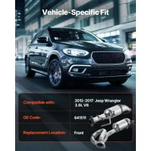 VEVOR Catalytic Converter, 2 Pack, Compatible with 2012-2017 Jeep Wrangler 3.6L V6, Front, Replacement OE 641511, Stainless Steel Material High Flow Catalytic Converter, for Exhaust Gas Purification