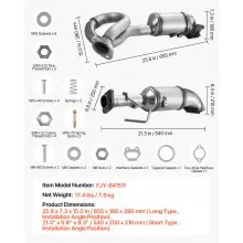 VEVOR Catalytic Converter, 2 Pack, Compatible with 2012-2017 Jeep Wrangler 3.6L V6, Front, Replacement OE 641511, Stainless Steel Material High Flow Catalytic Converter, for Exhaust Gas Purification