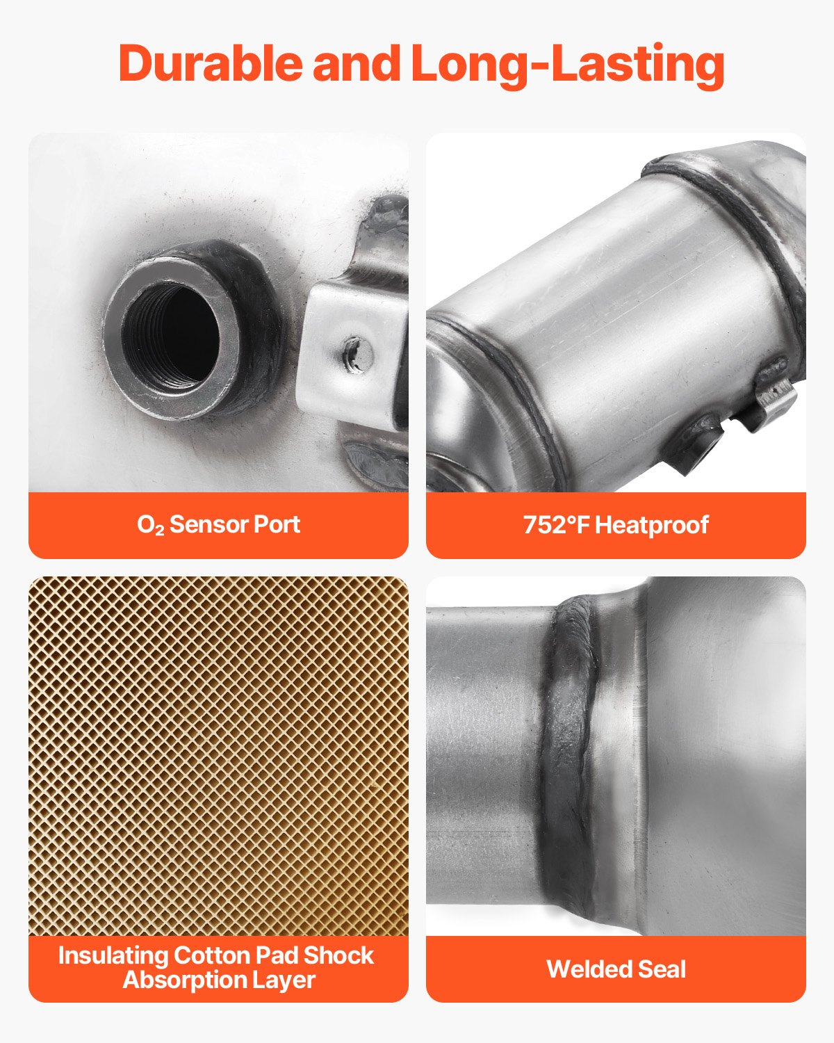 VEVOR Catalytic Converter, 2 Pack, Compatible with 2012-2017 Jeep Wrangler 3.6L V6, Front, Replacement OE 641511, Stainless Steel Material High Flow Catalytic Converter, for Exhaust Gas Purification