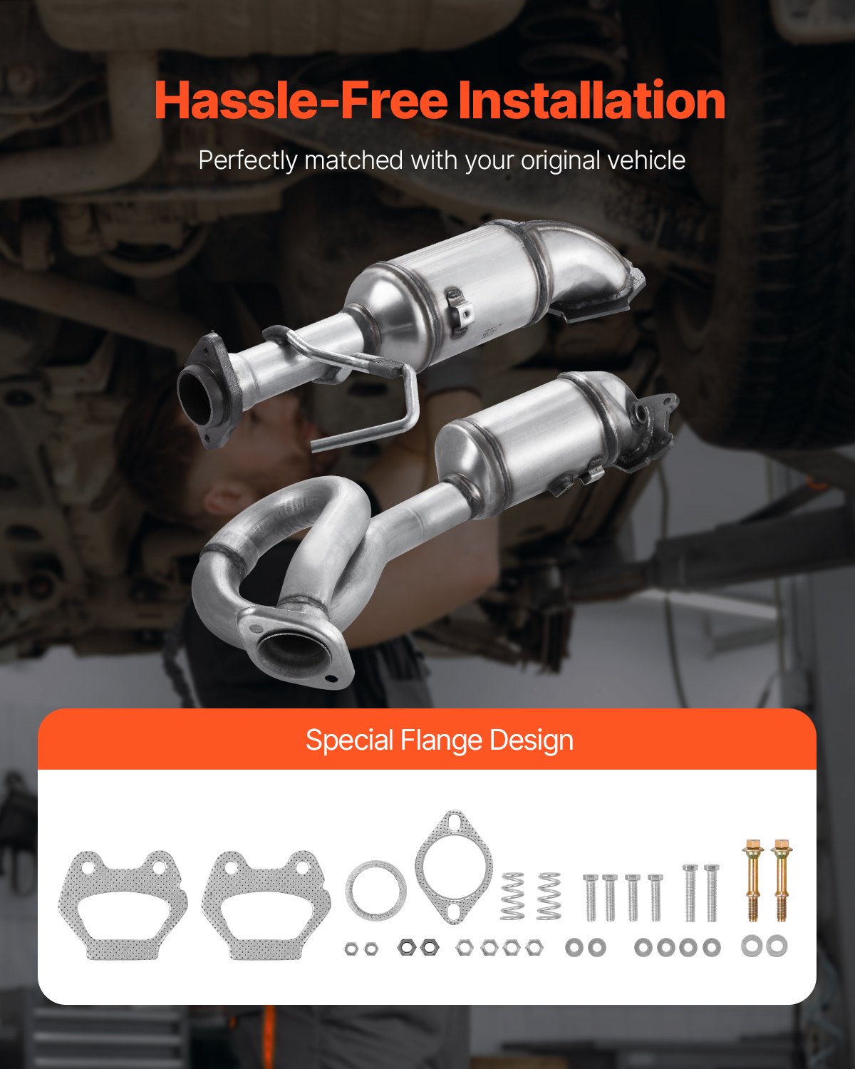 VEVOR Catalytic Converter, 2 Pack, Compatible with 2012-2017 Jeep Wrangler 3.6L V6, Front, Replacement OE 641511, Stainless Steel Material High Flow Catalytic Converter, for Exhaust Gas Purification