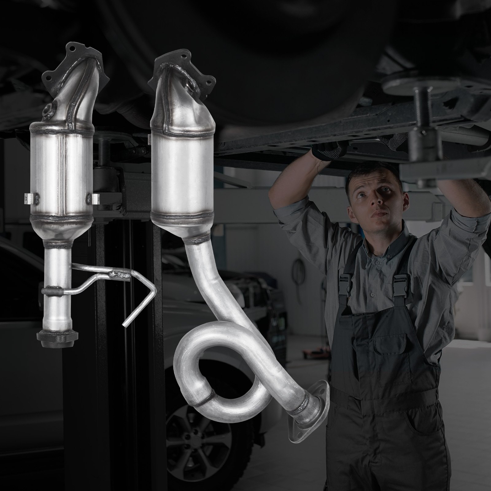 VEVOR Catalytic Converter, 2 Pack, Compatible with 2012-2017 Jeep Wrangler 3.6L V6, Front, Replacement OE 641511, Stainless Steel Material High Flow Catalytic Converter, for Exhaust Gas Purification