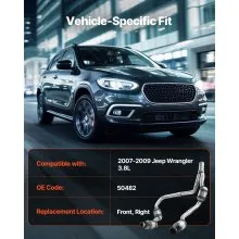 VEVOR Catalytic Converter, 2 Pack, Compatible with 2007-2009 Jeep Wrangler 3.8L V6, Front, Right, Replacement OE 50482, Stainless Steel Material High Flow Converter, for Exhaust Gas Purification