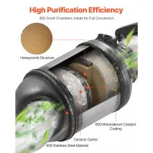 VEVOR Catalytic Converter, 2 Pack, Compatible with 2007-2009 Jeep Wrangler 3.8L V6, Front, Right, Replacement OE 50482, Stainless Steel Material High Flow Converter, for Exhaust Gas Purification