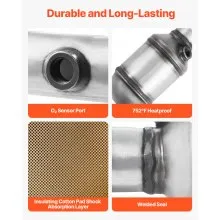 VEVOR Catalytic Converter, 2 Pack, Compatible with 2007-2009 Jeep Wrangler 3.8L V6, Front, Right, Replacement OE 50482, Stainless Steel Material High Flow Converter, for Exhaust Gas Purification