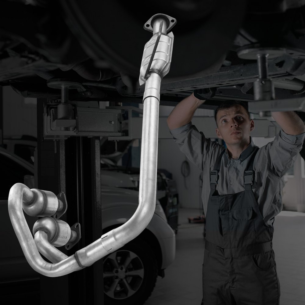 VEVOR Catalytic Converter, 2 Pack, Compatible with 2004-2006 Jeep Wrangler 4.0L L6, Front, Rear, Replacement OE 645174, Stainless Steel Material High Flow Converter, for Exhaust Gas Purification