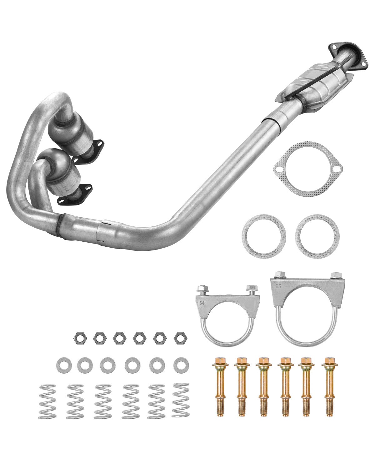VEVOR Catalytic Converter, 2 Pack, Compatible with 2004-2006 Jeep Wrangler 4.0L L6, Front, Rear, Replacement OE 645174, Stainless Steel Material High Flow Converter, for Exhaust Gas Purification