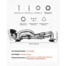 VEVOR Catalytic Converter, Compatible with Subaru Forester Impreza Legacy Outback/ SAAB 9-2X, 2.5L H4, Front, Replacement OE 16564, Stainless Steel High Flow Converter, for Exhaust Gas Purification