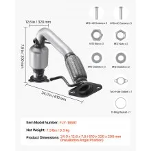 VEVOR Catalytic Converter, Compatible with Chevrolet Equinox/GMC Terrain/Chevy Captiva Sport, 2.4L L4, Front, Replacement OE 16581 16796, Stainless Steel High Flow, for Exhaust Gas Purification