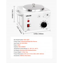 VEVOR Single Wax Warmer 600ML Professional Waxing Heater Pot for Hair Removal