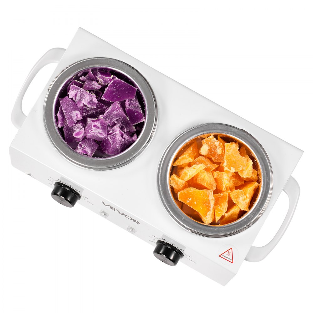 VEVOR Double Wax Warmer, 1200ML Professional Dual Wax Warmer for Hair Removal, 32 ℉ - 212℉ Adjustable Electric Waxing Heater Pot with 50PCS Waxing Sticks for Home Use, Beauty Salon, Spa