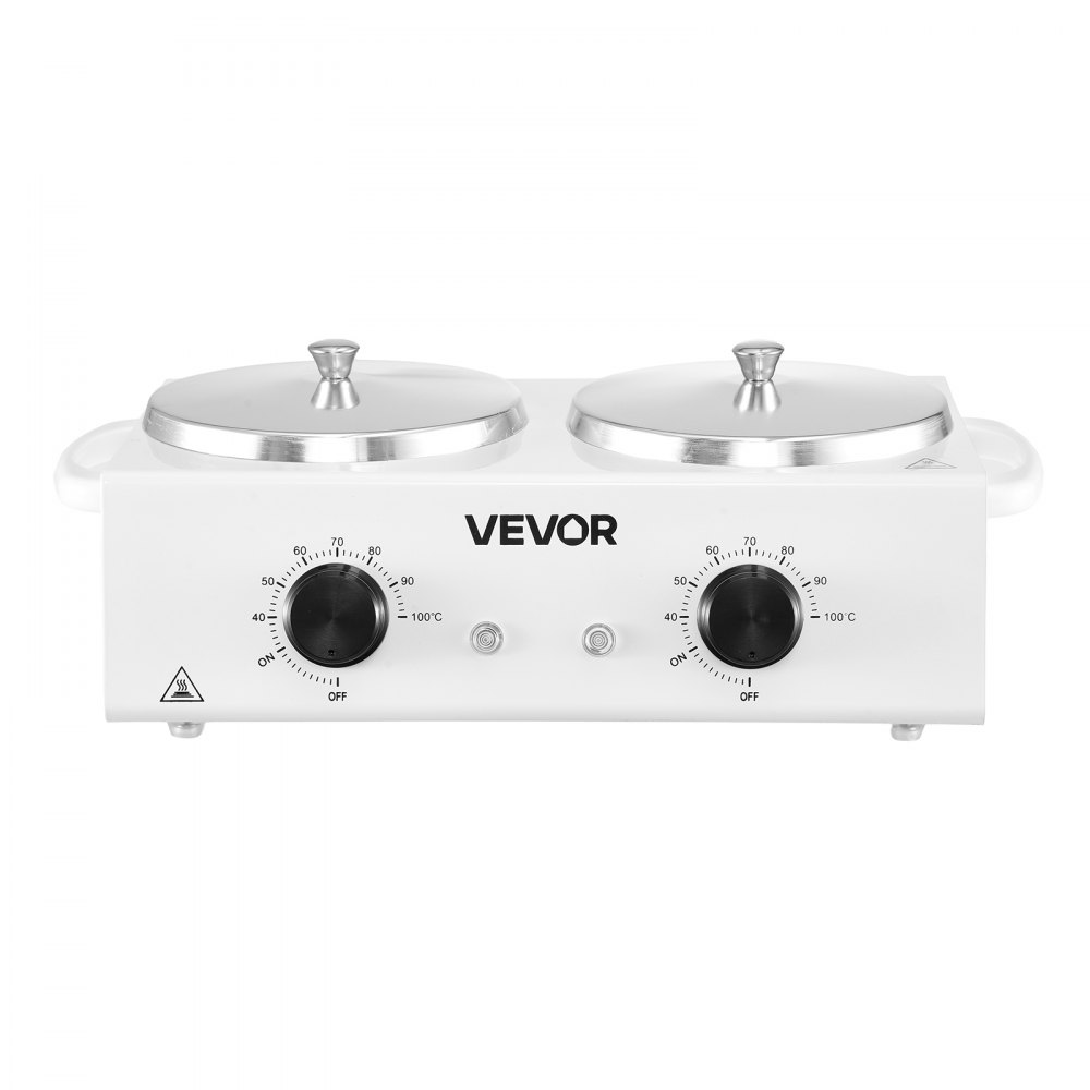 VEVOR Double Wax Warmer, 1200ML Professional Dual Wax Warmer for Hair Removal, 32 ℉ - 212℉ Adjustable Electric Waxing Heater Pot with 50PCS Waxing Sticks for Home Use, Beauty Salon, Spa