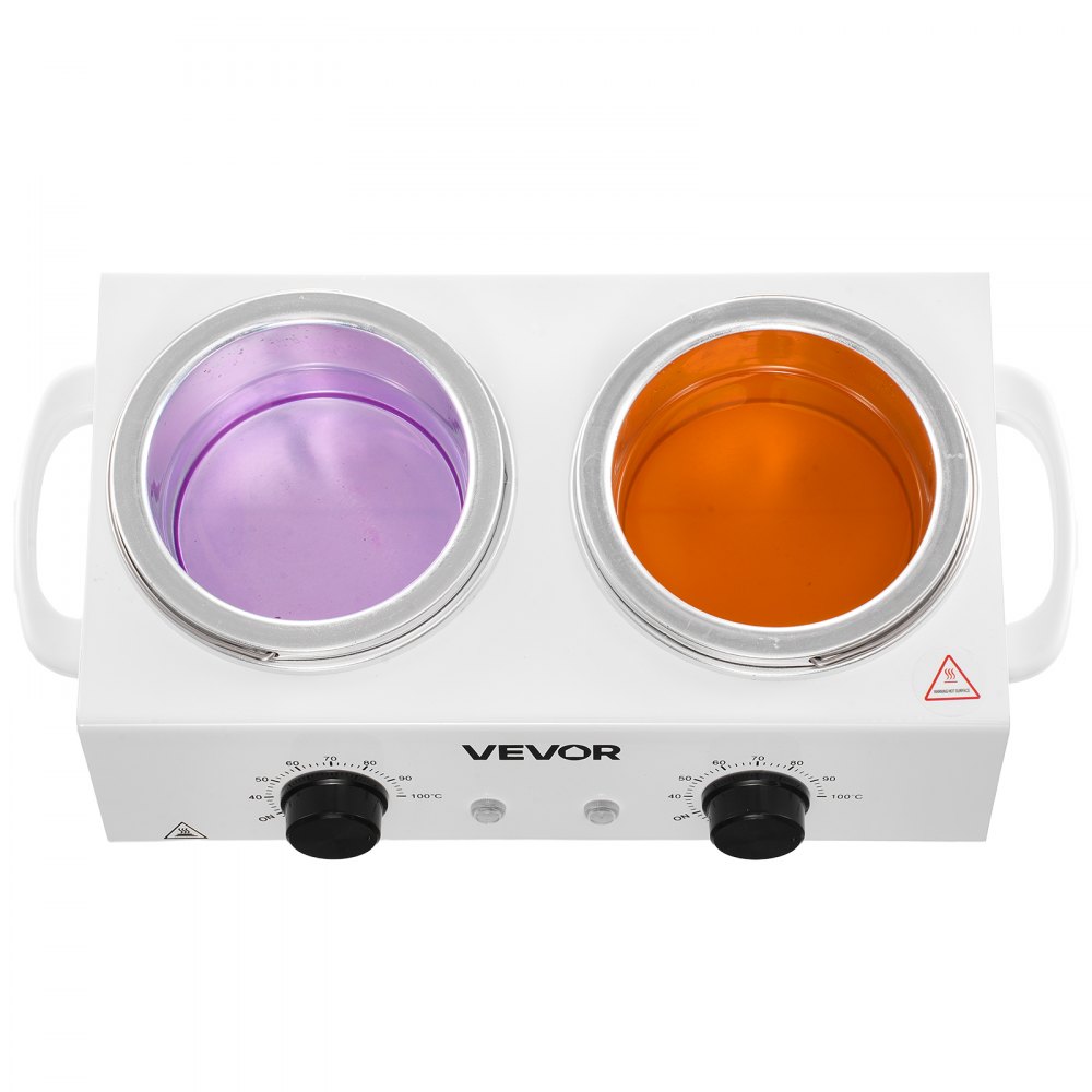 VEVOR Double Wax Warmer, 1200ML Professional Dual Wax Warmer for Hair Removal, 32 ℉ - 212℉ Adjustable Electric Waxing Heater Pot with 50PCS Waxing Sticks for Home Use, Beauty Salon, Spa