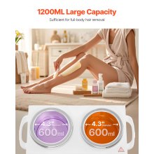 VEVOR Double Wax Warmer 1200ML Professional Dual Wax Heater Pot for Hair Removal