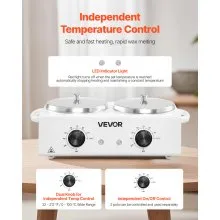 VEVOR Double Wax Warmer 1200ML Professional Dual Wax Heater Pot for Hair Removal