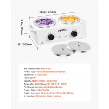VEVOR Double Wax Warmer 1200ML Professional Dual Wax Heater Pot for Hair Removal
