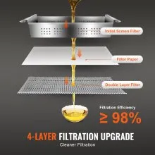 VEVOR Mobile Fryer Filter, 55L Oil Tank Capacity, Oil Filtration System with 10 L/min Oil Filtration Speed, Mobile Frying Oil Filtering System with Swivel Wheels, Oil Hose for Restaurant Burger Stores
