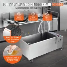 VEVOR Mobile Fryer Filter, 55L Oil Tank Capacity, Oil Filtration System with 10 L/min Oil Filtration Speed, Mobile Frying Oil Filtering System with Swivel Wheels, Oil Hose for Restaurant Burger Stores