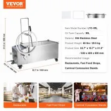 VEVOR Mobile Fryer Filter, 55L Oil Tank Capacity, Oil Filtration System with 10 L/min Oil Filtration Speed, Mobile Frying Oil Filtering System with Swivel Wheels, Oil Hose for Restaurant Burger Stores
