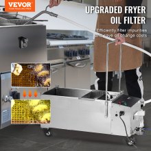 Mobilný fritézový filter VEVOR, kapacita olejovej nádrže 55 l, systém filtrácie oleja s rýchlosťou filtrácie oleja 10 l/min, mobilný systém filtrovania oleja na vyprážanie s otočnými kolieskami, olejová hadica pre reštaurácie s hamburgermi