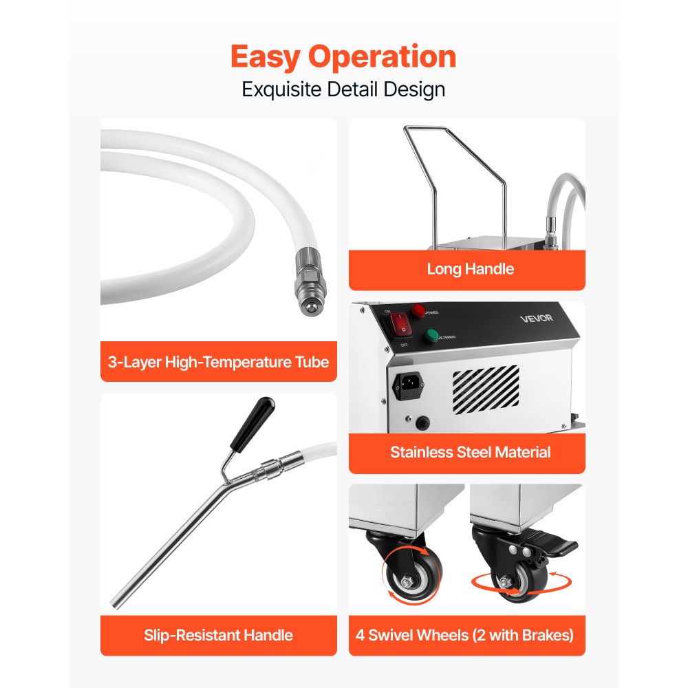 VEVOR Commercial Mobile Fryer Filter Machine, 55L /14.5Gal Filter Truck Cart, 250W Deep Frying Oil Filtration System, Stainless Steel, 12 L/min Filtering Speed, for Restaurant, Kitchen, Burger Shop