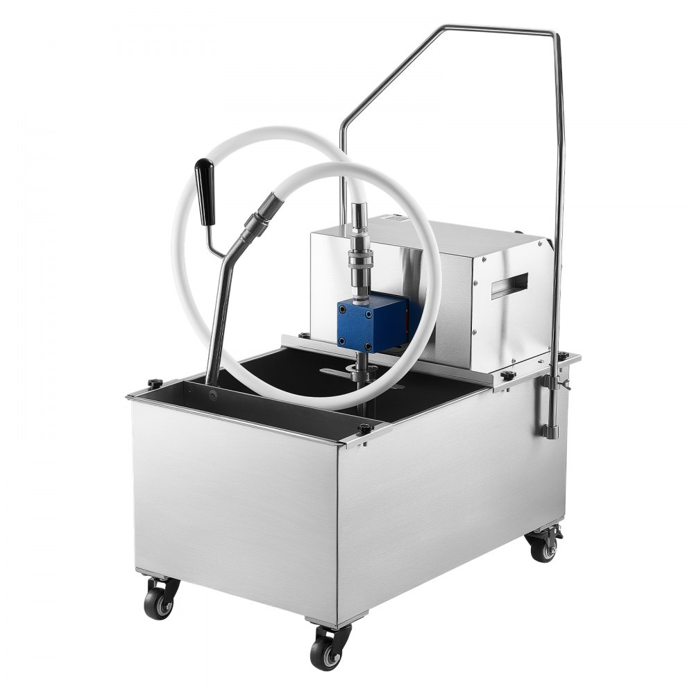 VEVOR Commercial Mobile Fryer Filter Machine, 55L /14.5Gal Filter Truck Cart, 250W Deep Frying Oil Filtration System, Stainless Steel, 12 L/min Filtering Speed, for Restaurant, Kitchen, Burger Shop
