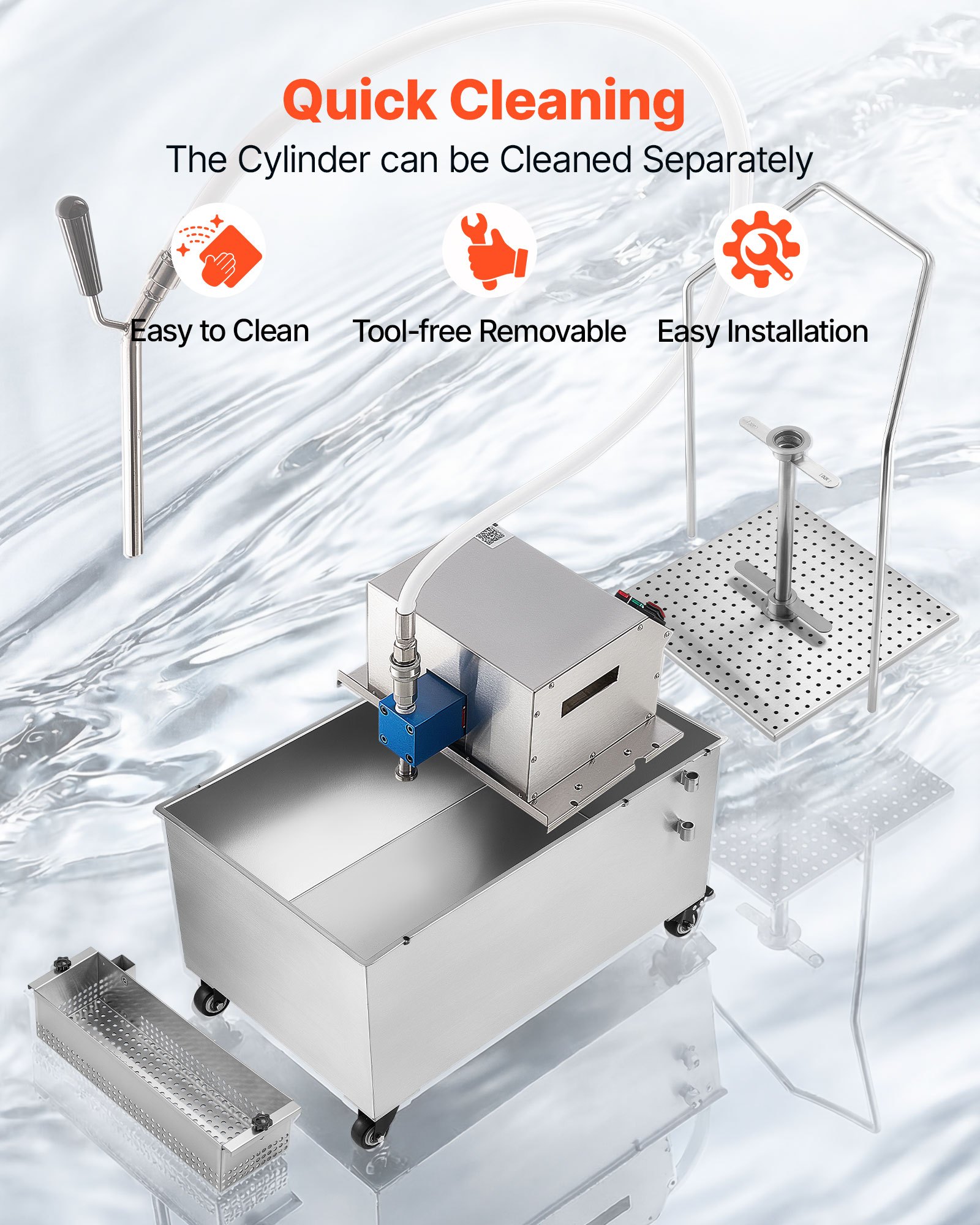 VEVOR Commercial Mobile Fryer Filter Machine, 55L /14.5Gal Filter Truck Cart, 250W Deep Frying Oil Filtration System, Stainless Steel, 12 L/min Filtering Speed, for Restaurant, Kitchen, Burger Shop
