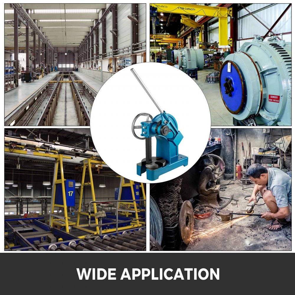 VEVOR Heavy Duty Arbor Press 3 Ton, Ratchet Leverage Arbor Press with Handwheel, Manual Desktop Metal Arbor Press 21.5 Inch Max. Working Height, for Riveting Punching Holes