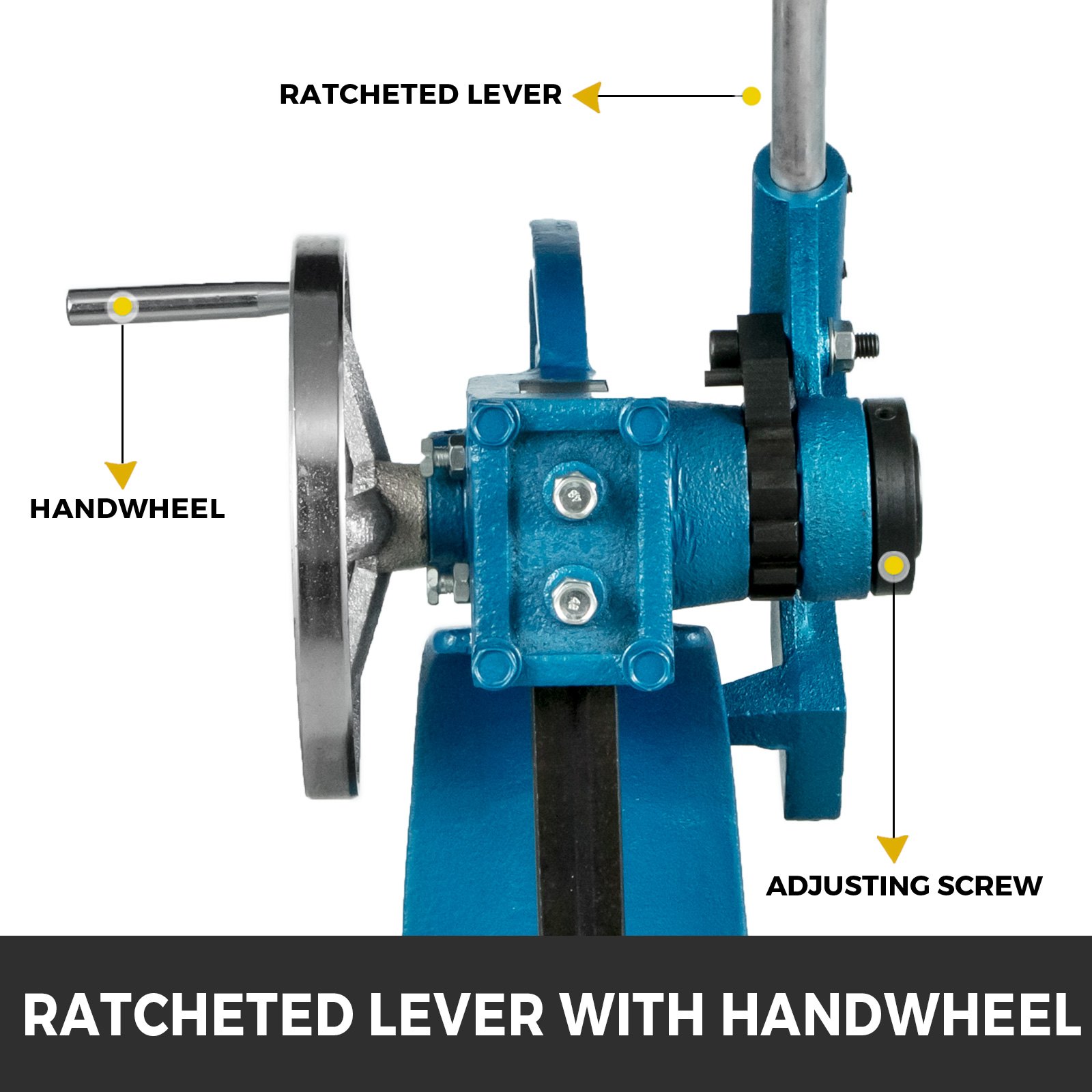 VEVOR Heavy Duty Arbor Press 3 Ton, Ratchet Leverage Arbor Press with Handwheel, Manual Desktop Metal Arbor Press 21.5 Inch Max. Working Height, for Riveting Punching Holes