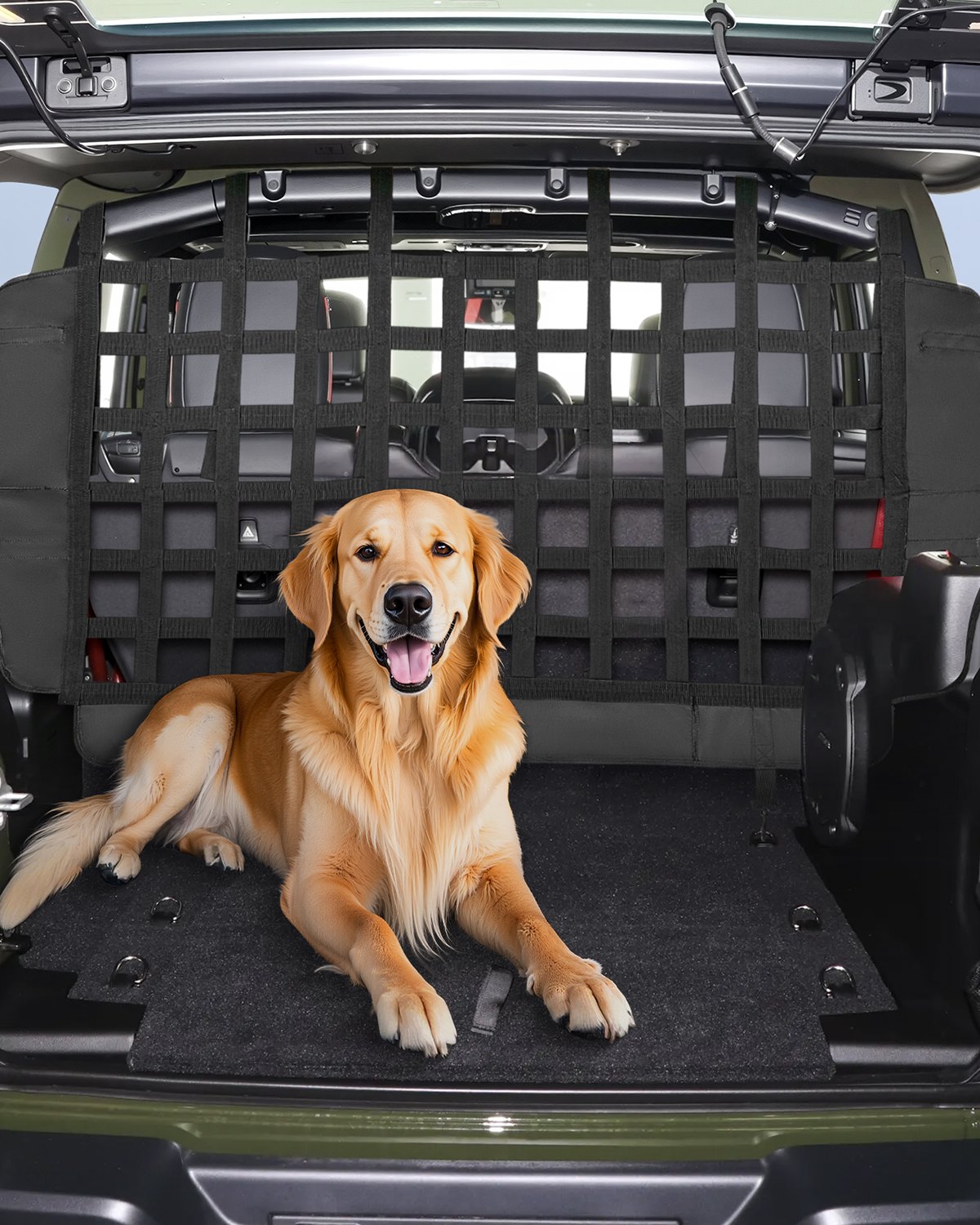 VEVOR Dog Car Barrier, Mesh Cargo Pet Net for Jeep Wrangler JK 2007-2017 JL 20018-2024, Vehicle Pet Barrier Fits Behind Rear Seat Cargo Area, Scratch and Tear-Resistant Polyester Mesh, Easy to Install