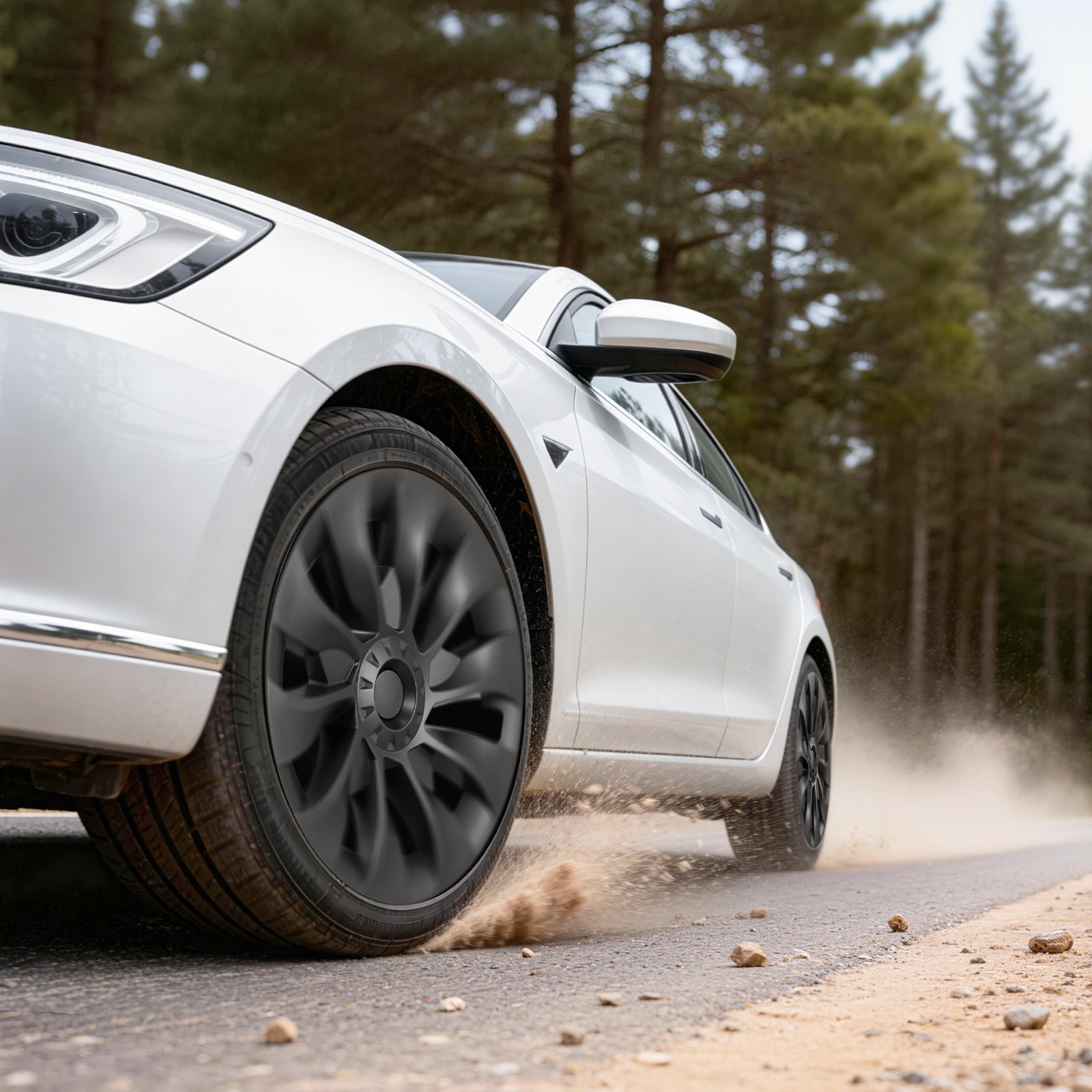 VEVOR Hubcaps Wheel Covers for 2017-2023 Tesla Model 3, 18 Inch Set of 4 Wheel Rim Cover Hubcaps OEM Style Replacement, R18 Size Snap On Car Hub Caps, Premium 10-Spoke ABS Tire Rim Caps, Matte Black