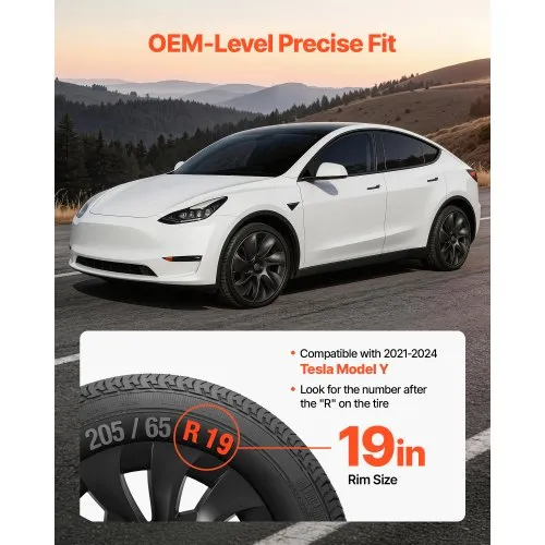 Ilukilbid Tesla Model Y 19" (2021–2024), 4 tk, mattmust — pilt 2
