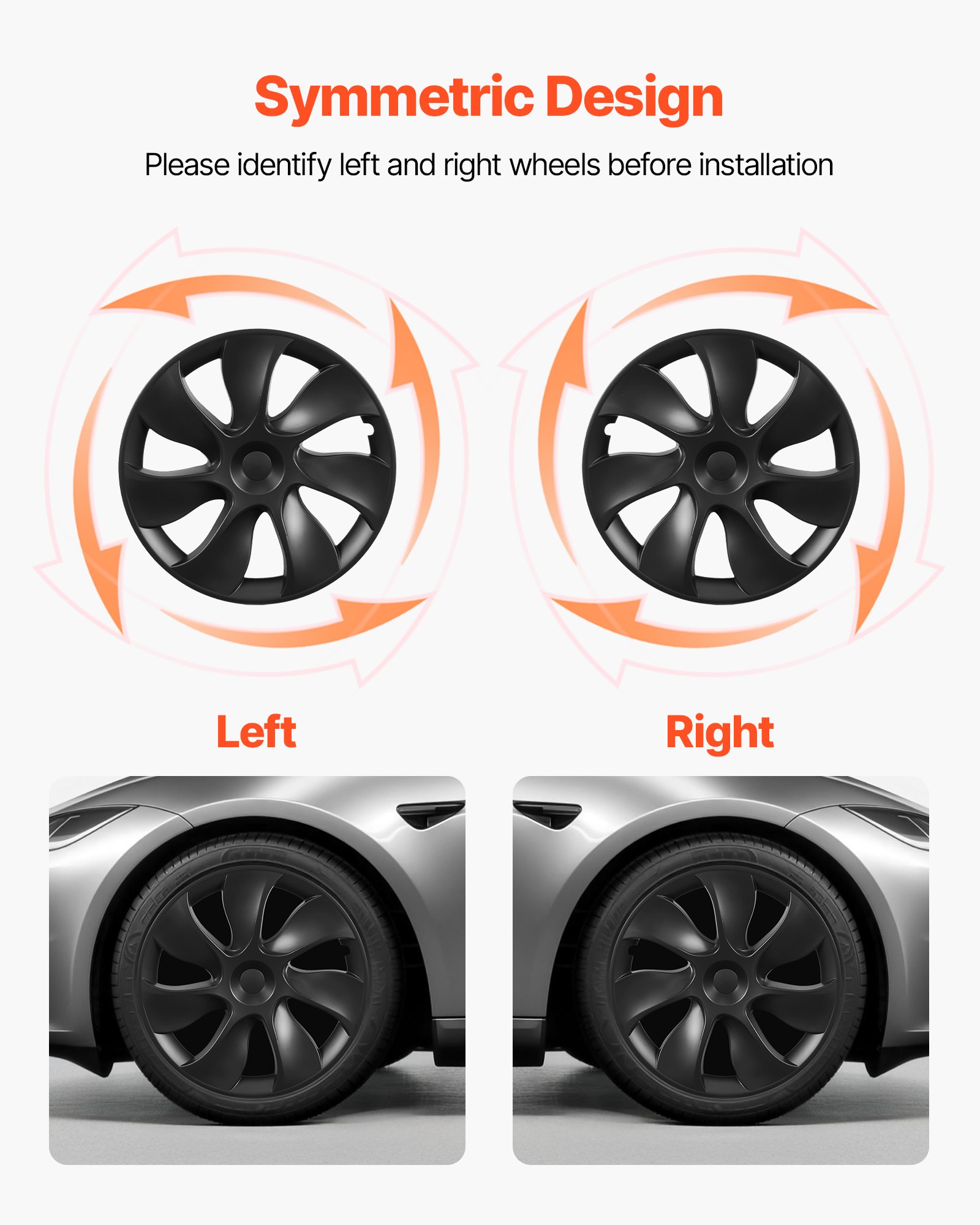 VEVOR Hubcaps Wheel Covers for 2021-2024 Tesla Model Y, 19 Inch Set of 4 Wheel Rim Cover Hubcaps OEM Style Replacement, R19 Size Snap On Car Hub Caps, Premium 7-Spoke ABS Tire Rim Caps, Matte Black