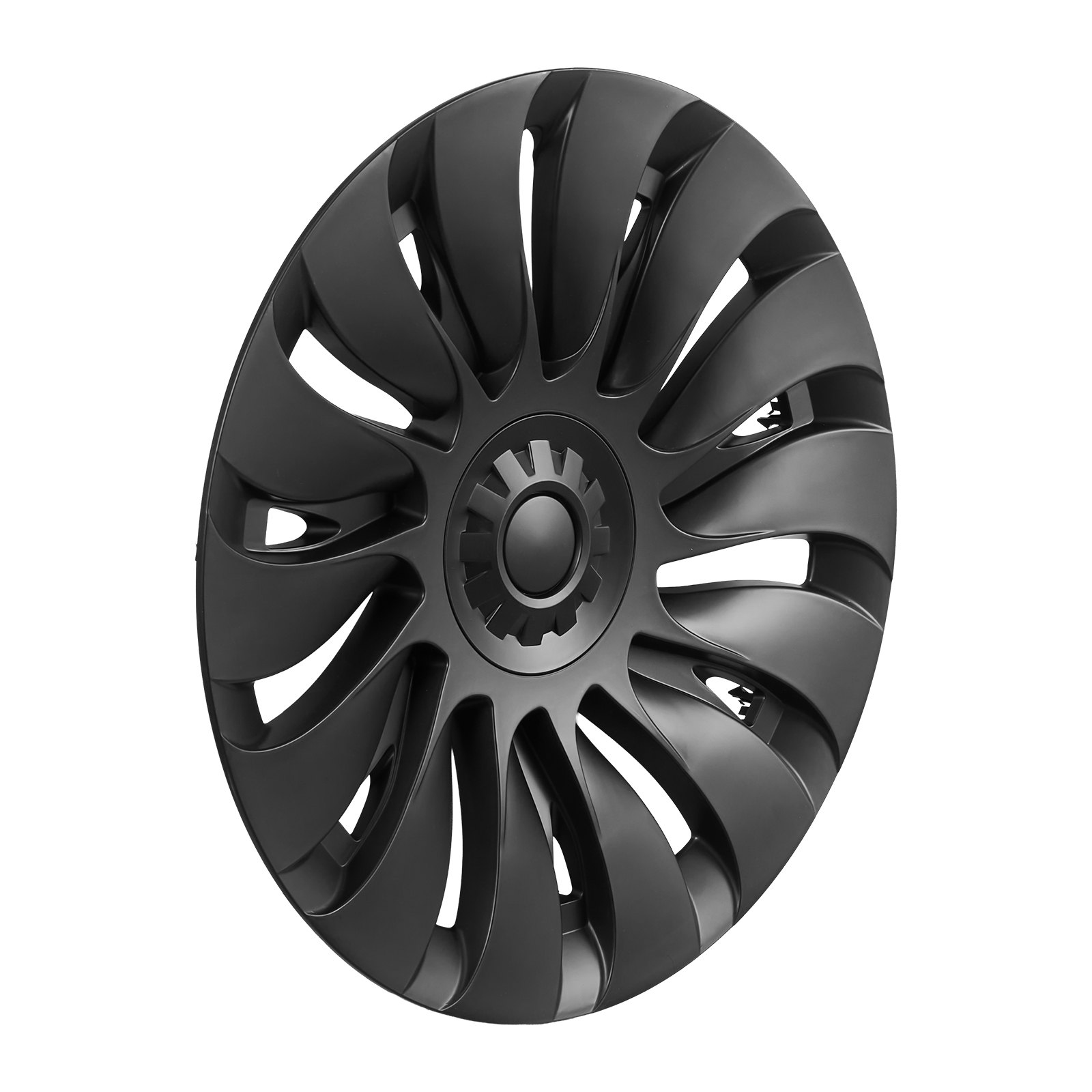 VEVOR Hubcaps Wheel Covers for 2021-2024 Tesla Model Y, 19 Inch Set of 4 Wheel Rim Cover Hubcaps OEM Style Replacement, R19 Size Snap On Car Hub Caps, Premium 14-Spoke ABS Tire Rim Caps, Matte Black