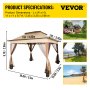 VEVOR outdoor canopy tent with mesh sides, dimensions: 11ft x 11ft x 9.7ft.