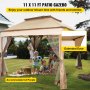 VEVOR Outdoor Canopy Gazebo Tent, Portable Canopy Shelter with 11'x11' Large Shade Space for Party, Backyard, Patio Lawn and Garden, 4 Sandbags, Carrying Bag and Netting Included, Brown
