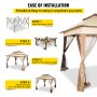 VEVOR Outdoor Canopy Gazebo Tent, Portable Canopy Shelter with 11'x11' Large Shade Space for Party, Backyard, Patio Lawn and Garden, 4 Sandbags, Carrying Bag and Netting Included, Brown