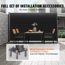 VEVOR Black Retractable Patio Screen 63 Inch In Height Retractable Screen 118 Inch In Length Office Dividers Partition Wall Outdoor Retractable Gate Retractable Fence Screens For Patio Privacy
