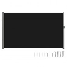 VEVOR Black Retractable Patio Screen 63 Inch In Height Retractable Screen 118 Inch In Length Office Dividers Partition Wall Outdoor Retractable Gate Retractable Fence Screens For Patio Privacy