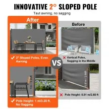 VEVOR Gray Retractable Patio Screen 63 Inch In Height Retractable Screen 118 Inch In Length Office Dividers Partition Wall Outdoor Retractable Gate Retractable Fence Outdoor Screens for Patio Privacy