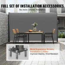 VEVOR Gray Retractable Patio Screen 63 Inch In Height Retractable Screen 118 Inch In Length Office Dividers Partition Wall Outdoor Retractable Gate Retractable Fence Outdoor Screens for Patio Privacy