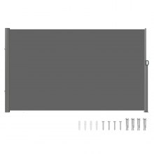 VEVOR Retractable Side Awning, 63''x 118'' Aluminum Outdoor Privacy Screen, 280g Polyester Water-proof Retractable Patio Screen, UV 30+ Room Divider Wind Screen for Patio, Backyard, Balcony, Gray