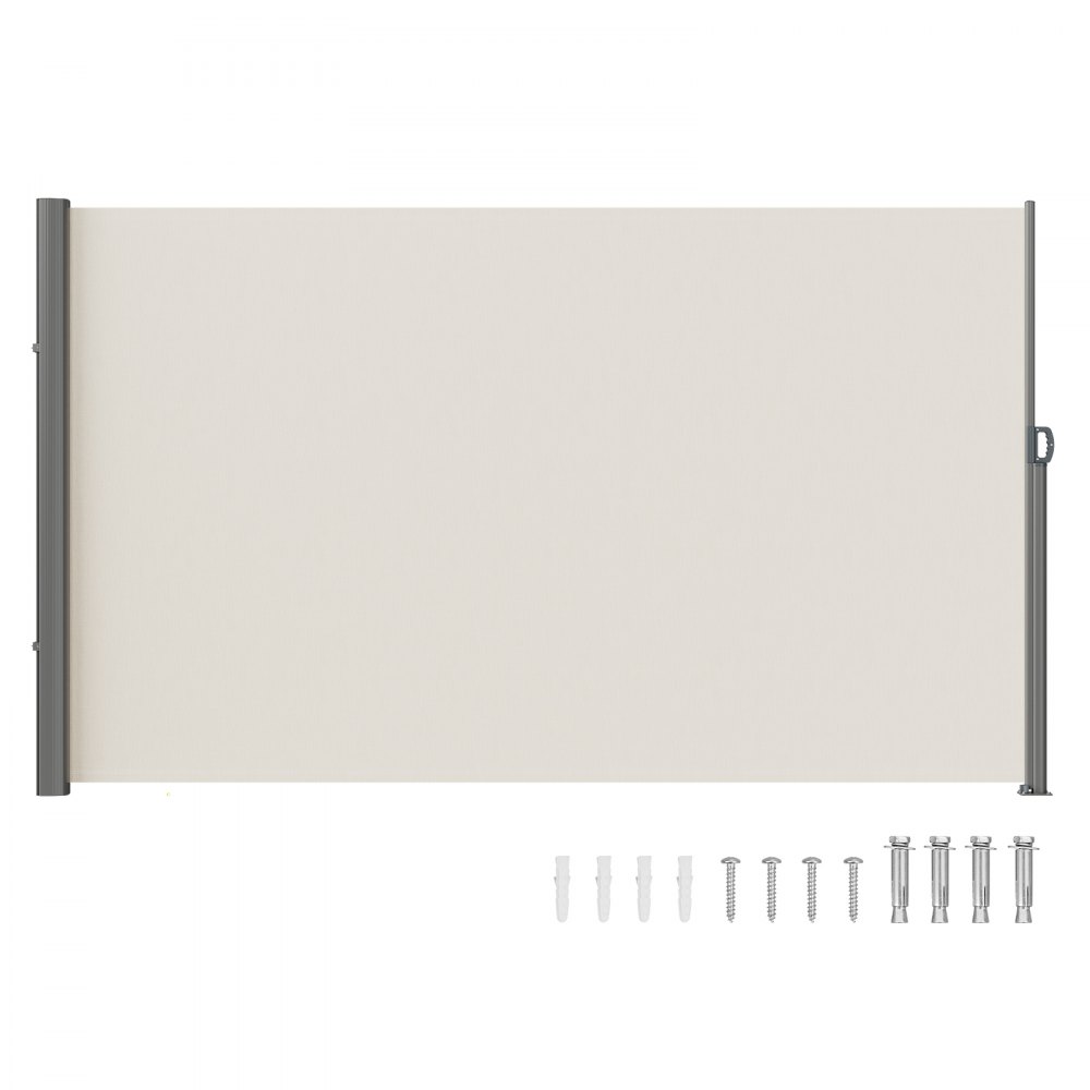 VEVOR Beige Retractable 63'x118'' Awning-Rugged Full Aluminum Rust-Proof Side Awning Patio Sunshine Privacy Divider Wind Screen. Longer Service Life, Suitable for Courtyard, Roof Terraces and Pools
