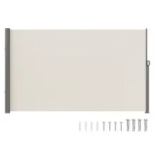 VEVOR Creamy-white Retractable Patio Screen 118 Inch In Length Office Dividers 63 Inch In Height Retractable Screen Partition Wall Outdoor Retractable Gate Retractable Fence Screens For Patio Privacy