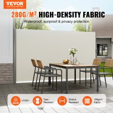 VEVOR Creamy-white Retractable Patio Screen 118 Inch In Length Office Dividers 63 Inch In Height Retractable Screen Partition Wall Outdoor Retractable Gate Retractable Fence Screens For Patio Privacy