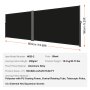 VEVOR Retractable Side Awning, 63''x 236'' Aluminum Outdoor Privacy Screen, 280g Polyester Water-proof Retractable Patio Screen, UV 30+ Room Divider Wind Screen for Patio, Backyard, Balcony, Black