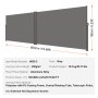 VEVOR Retractable Side Awning, 63''x 236'' Aluminum Outdoor Privacy Screen, 280g Polyester Water-proof Retractable Patio Screen, UV 30+ Room Divider Wind Screen for Patio, Backyard, Balcony, Gray