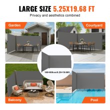 VEVOR Gray Retractable Patio Screen 63 Inch In Height Retractable Screen 236 Inch In Length Office Dividers Partition Wall Outdoor Retractable Gate Retractable Fence Outdoor Screens for Patio Privacy