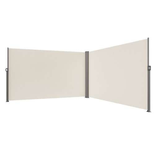 VEVOR Beige Retractable 63''*236'' Awning-Rugged Full Aluminum Rust-Proof; Patio Sunshine Screen; Privacy Divider; Wind Screen. Longer Service Life, Suitable for Courtyard, Roof Terraces and Pools